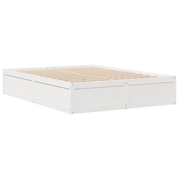 Massivholzbett ohne Matratze Weiß 140x190 cm Kiefernholz
