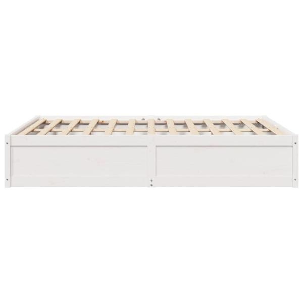 Massivholzbett ohne Matratze Weiß 140x190 cm Kiefernholz