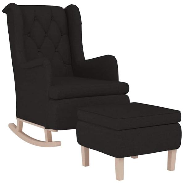 Schaukelsessel mit Hocker Schwarz Stoff