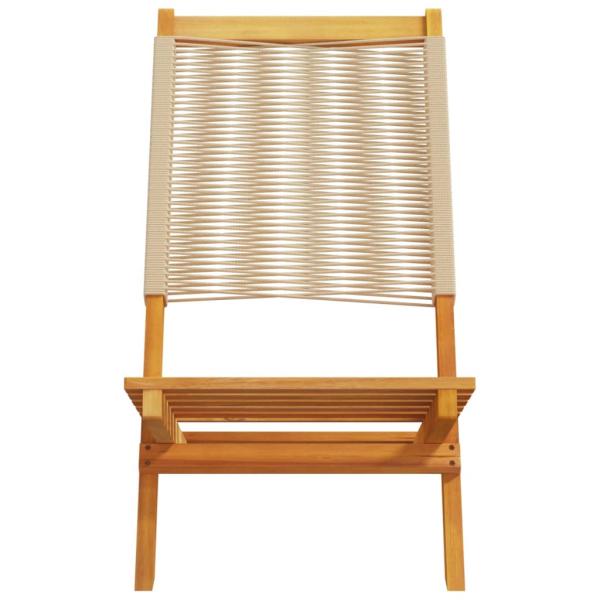 Klappstühle, 4 Stück, beige, massives Akazienholz