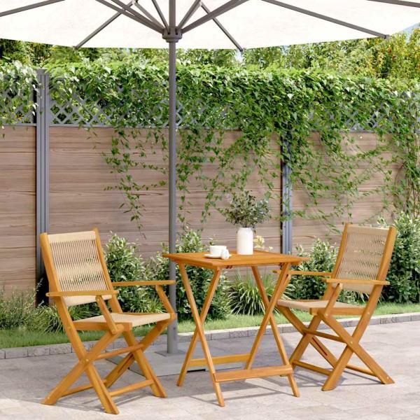 ARDEBO.de - 3-tlg. Bistro-Set Beige Polypropylen und Massivholz