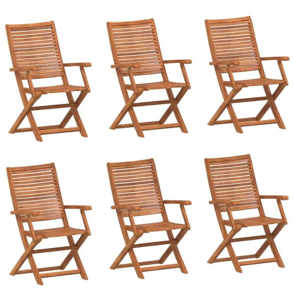 Klappstühle, 6 Stück, 57 x 66 x 95 cm, Massivholz Akazie