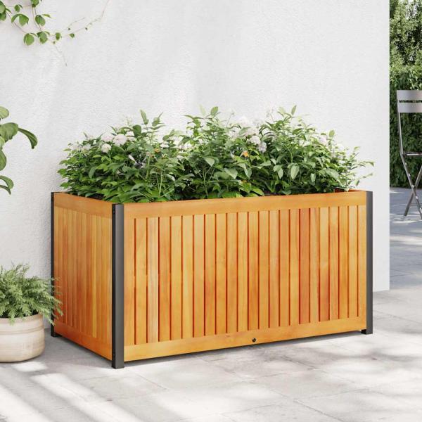 ARDEBO.de - Pflanzkübel 85x45x44 cm Massivholz Akazie und Stahl