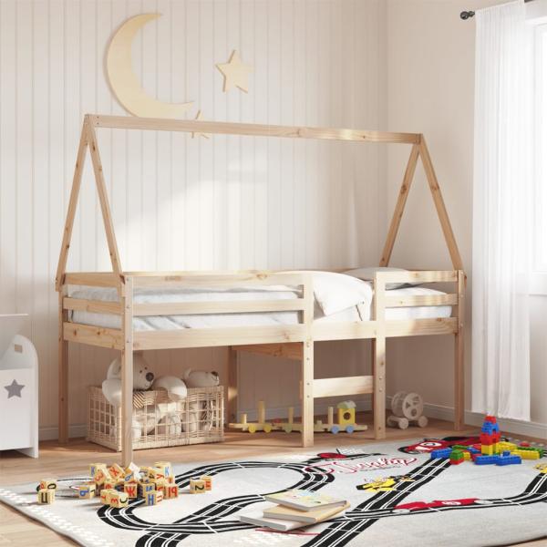 ARDEBO.de - Hochbett mit Dach 75x190 cm Massivholz Kiefer