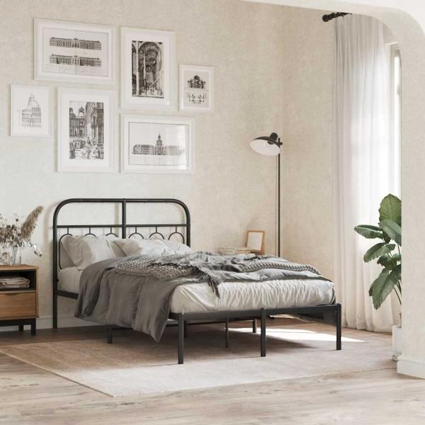 ARDEBO.de - Bettgestell mit Kopfteil Metall Schwarz 120x200 cm