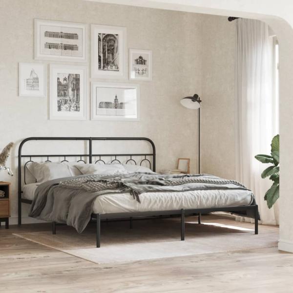 ARDEBO.de - Bettgestell mit Kopfteil Metall Schwarz 183x213 cm