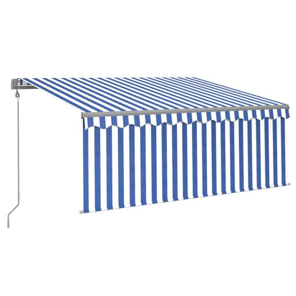 Markise Automatisch mit Rollo LED Windsensor 3x2,5m Blau Weiß