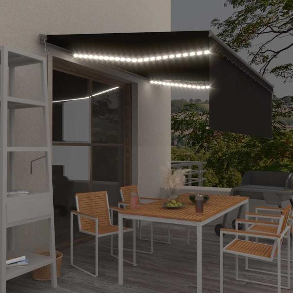 ARDEBO.de - Markise Automatisch mit Rollo LED Windsensor 4x3m Anthrazit