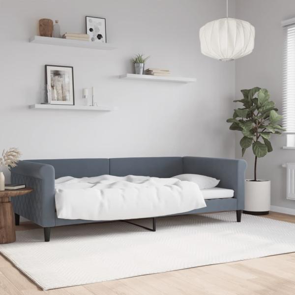 ARDEBO.de - Tagesbett Dunkelgrau 100x200 cm Samt