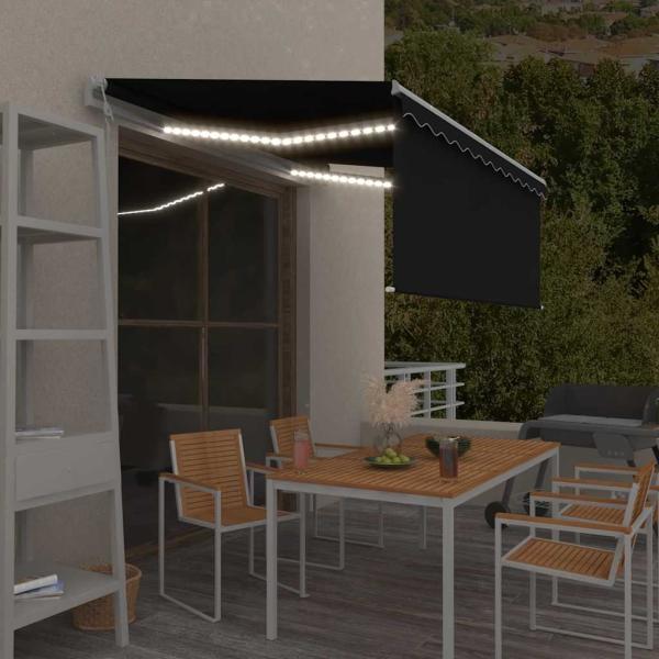 ARDEBO.de - Markise Automatisch mit Rollo LED Windsensor 3,5x2,5m Anthrazit