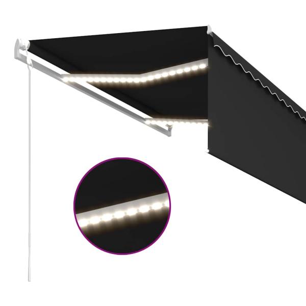Markise Automatisch mit Rollo LED Windsensor 3,5x2,5m Anthrazit