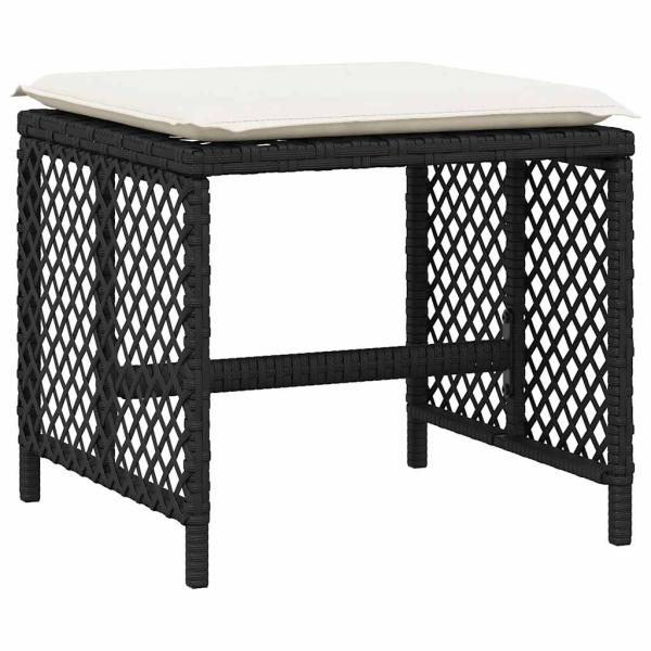 9-tlg. Garten-Essgruppe mit Kissen Schwarz Poly Rattan