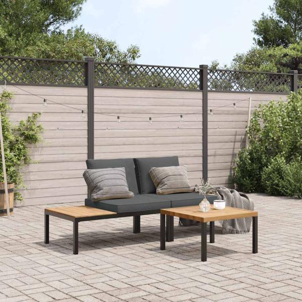 ARDEBO.de - 3-tlg. Garten-Sofagarnitur mit Kissen Schwarz Aluminium