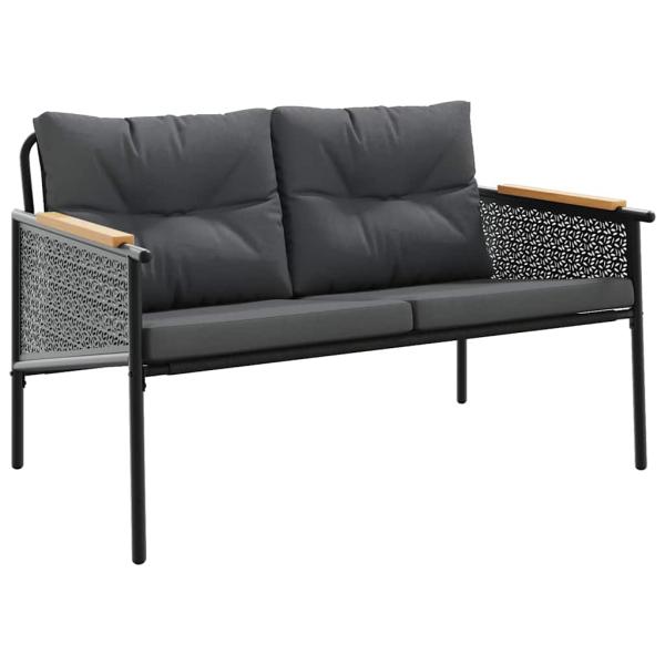 5-tlg. Balkonmöbel-Set mit Kissen Schwarz Stahl