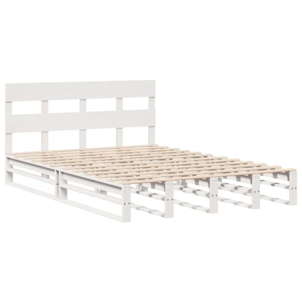Massivholzbett ohne Matratze Weiß 150x200 cm Kiefernholz