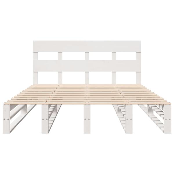 Massivholzbett ohne Matratze Weiß 150x200 cm Kiefernholz