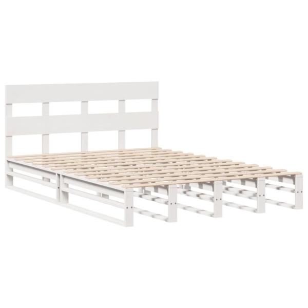 Massivholzbett ohne Matratze Weiß 140x190 cm Kiefernholz