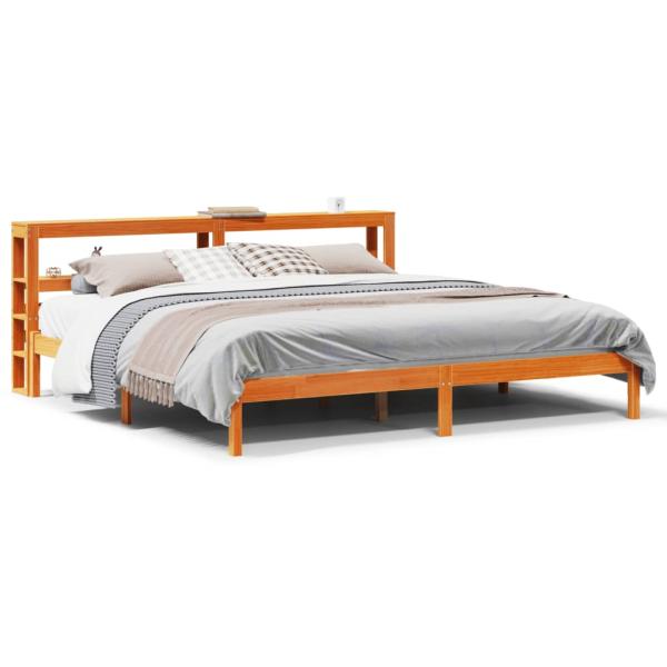 Bettgestell mit Kopfteil ohne Matratze Wachsbraun 200x200 cm