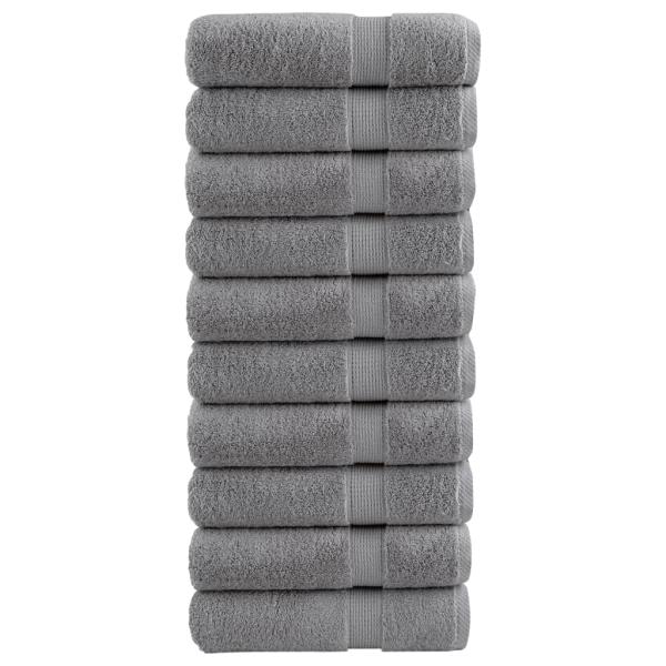 Premium Handtücher SOLUND 10 Stk. Grau 50x100 cm 600 g/m²