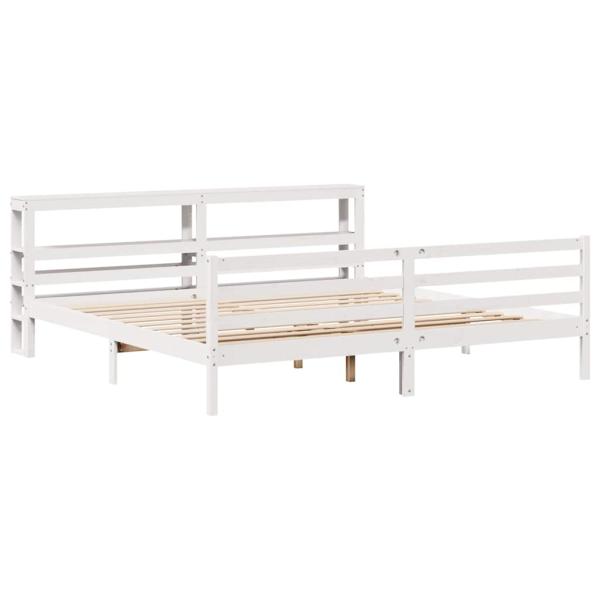 Massivholzbett ohne Matratze Weiß 200x200 cm Kiefernholz