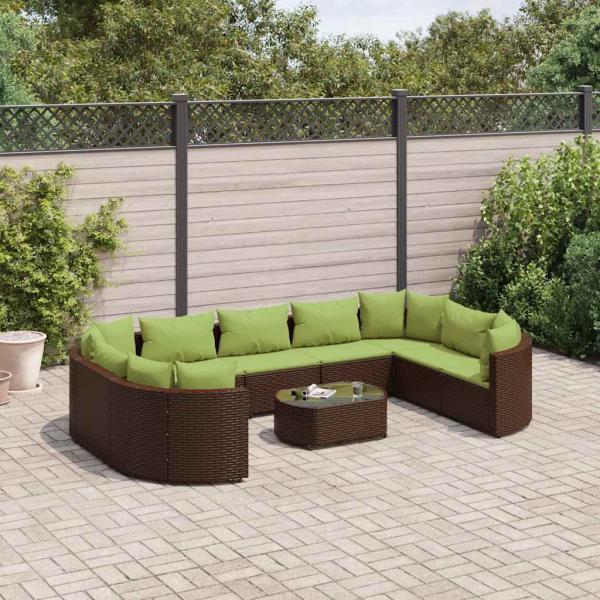 ARDEBO.de - 10-tlg. Garten-Sofagarnitur mit Kissen Braun Poly Rattan