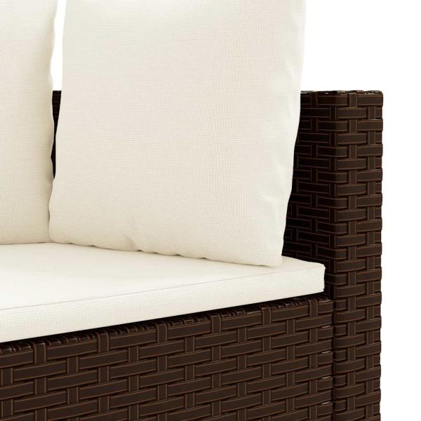 7-tlg. Garten-Sofagarnitur mit Kissen Braun Poly Rattan