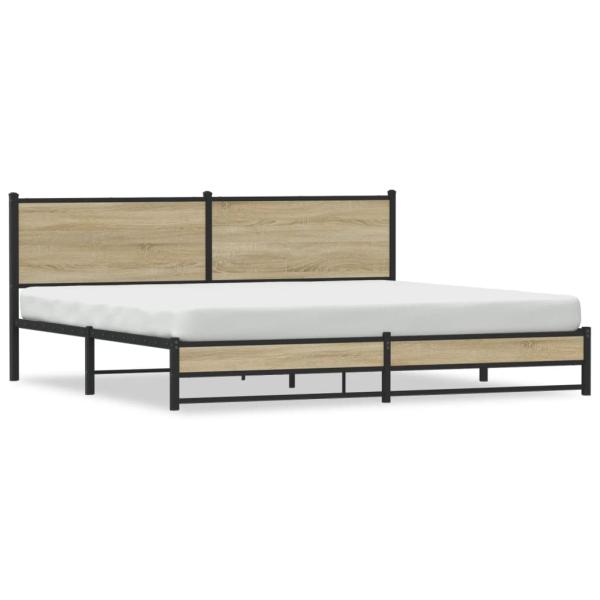 Metallbett ohne Matratze Sonoma-Eiche 193x203 cm