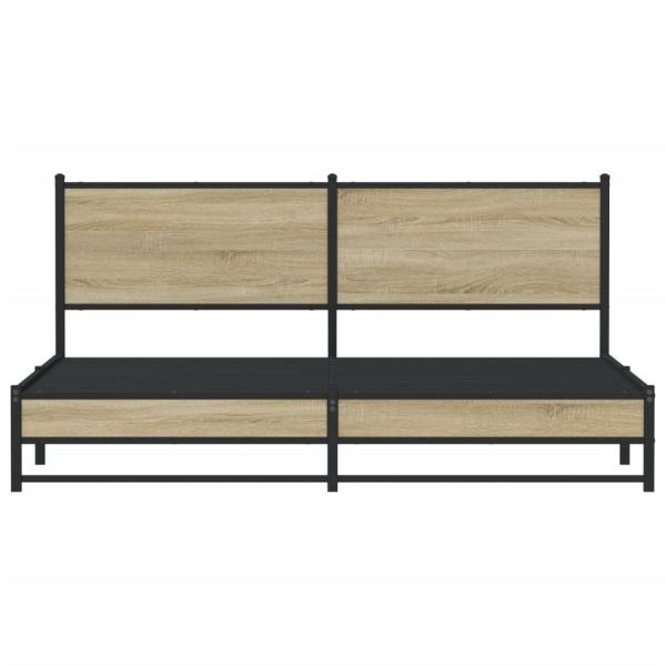 Metallbett ohne Matratze Sonoma-Eiche 180x200 cm