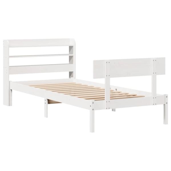 Massivholzbett ohne Matratze Weiß 100x200 cm Kiefernholz