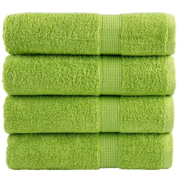 ARDEBO.de - Premium Badetücher SOLUND 4 Stk. Apfelgrün 100x150 cm 600 g/m²