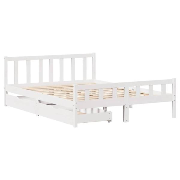 Massivholzbett ohne Matratze Weiß 150x200 cm Kiefernholz