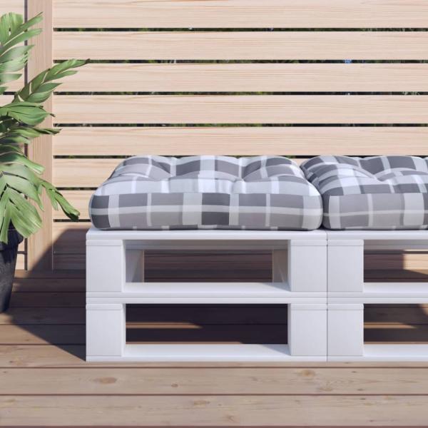 ARDEBO.de - Palettenkissen Grau Karomuster 60x60x12 cm Stoff
