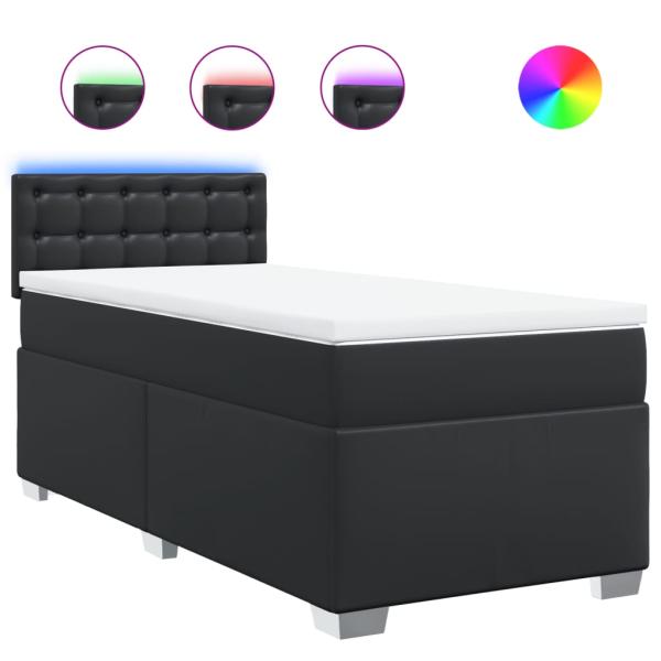 Boxspringbett mit Matratze Schwarz 80x200 cm Kunstleder
