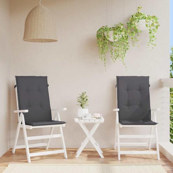 ARDEBO.de - Gartenstuhlauflagen für Hochlehner 2 Stk. Anthrazit 120x50x2 cm