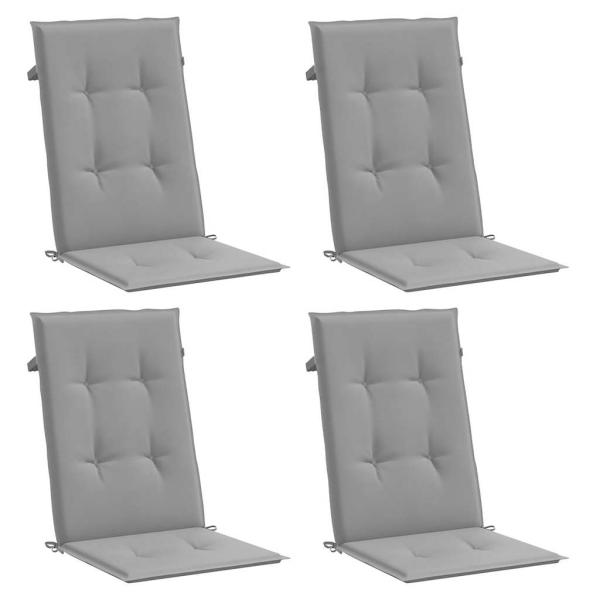 Gartenstuhlauflagen für Hochlehner 4 Stk. Grau 120x50x3cm Stoff