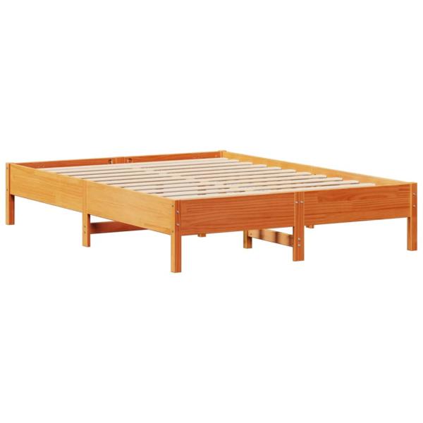 Massivholzbett ohne Matratze Wachsbraun 150x200 cm Kiefernholz