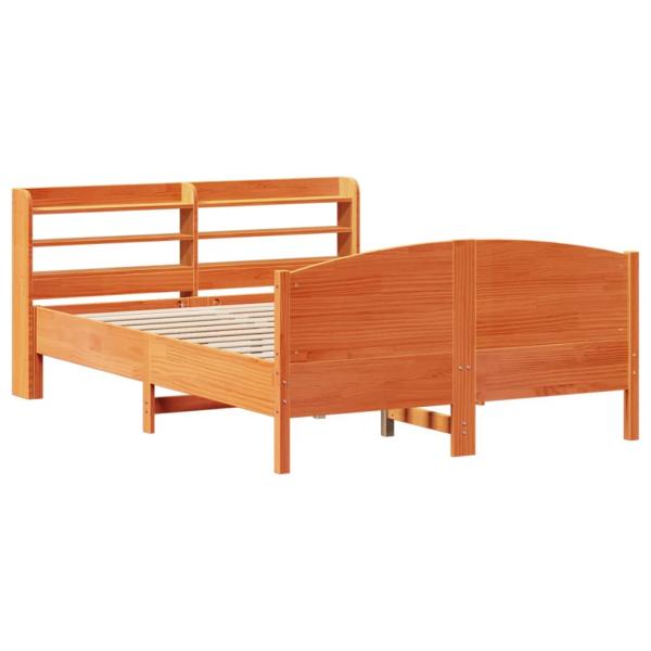 Massivholzbett ohne Matratze Wachsbraun 150x200 cm Kiefernholz