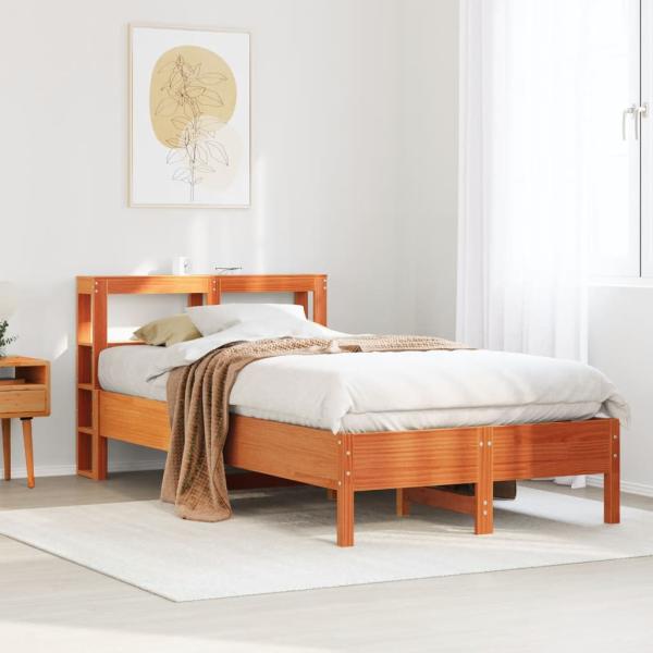 ARDEBO.de - Massivholzbett ohne Matratze Wachsbraun 75x190 cm Kiefernholz