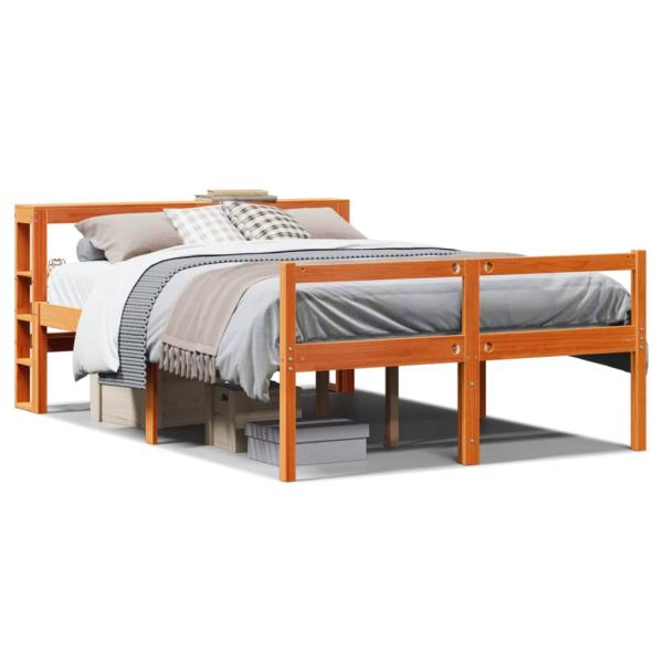 Bettgestell mit Kopfteil ohne Matratze Wachsbraun 120x200 cm