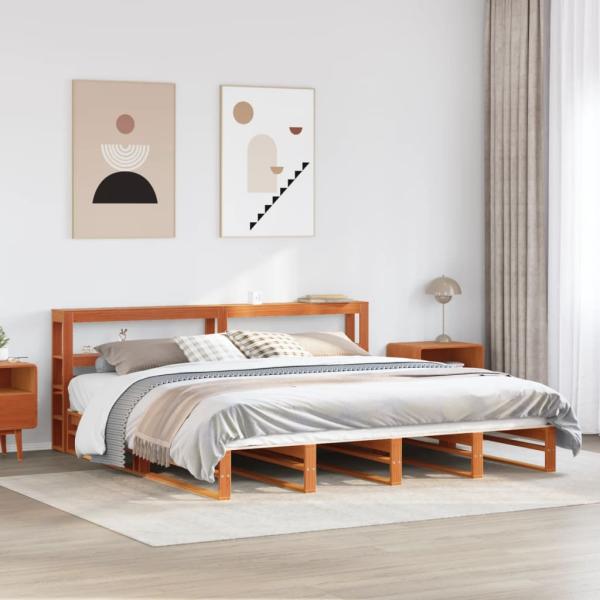 ARDEBO.de - Massivholzbett ohne Matratze Wachsbraun 180x200 Kiefernholz