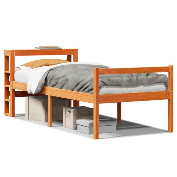 Bettgestell mit Kopfteil ohne Matratze Wachsbraun 75x190 cm