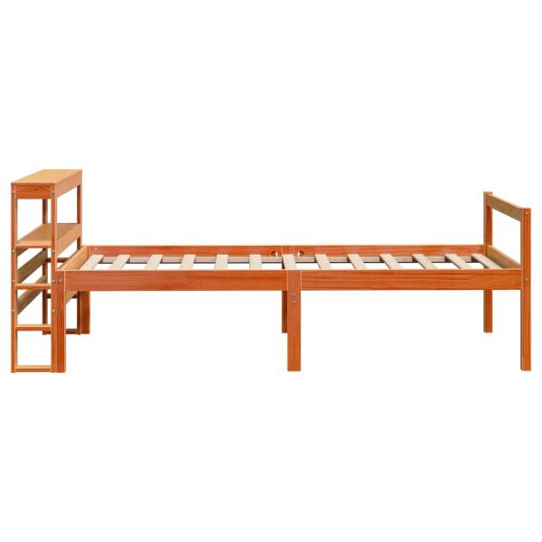 Bettgestell mit Kopfteil ohne Matratze Wachsbraun 75x190 cm