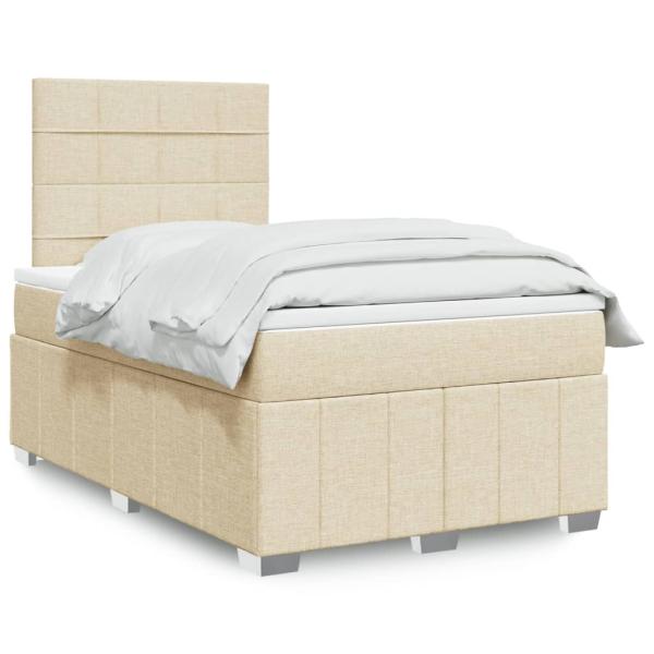 ARDEBO.de - Boxspringbett mit Matratze Creme 120x190 cm Stoff