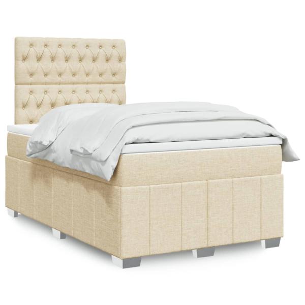 ARDEBO.de - Boxspringbett mit Matratze Creme 120x190 cm Stoff