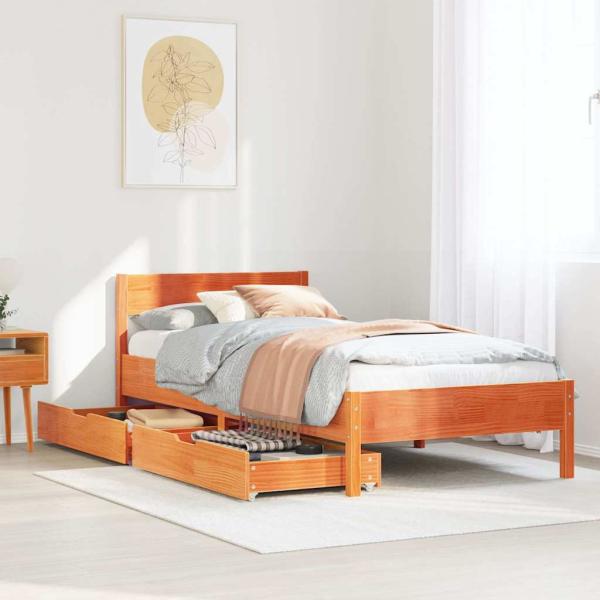 ARDEBO.de - Massivholzbett ohne Matratze Wachsbraun 90x200 Kiefernholz