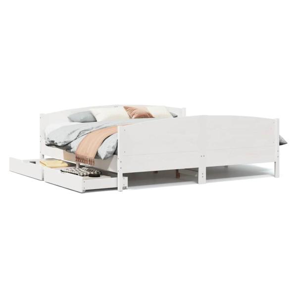 Massivholzbett ohne Matratze Weiß 160x200 Kiefernholz