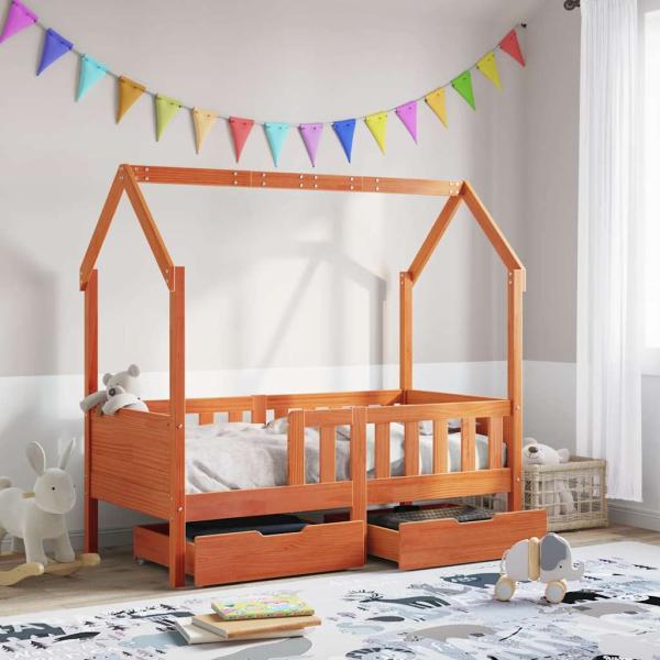 ARDEBO.de - Kinderbett mit Schubladen 70x140 cm Massivholz Kiefer