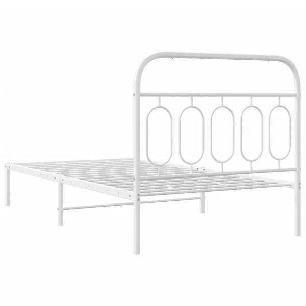 Bettgestell mit Kopfteil Metall Weiß 107x203 cm