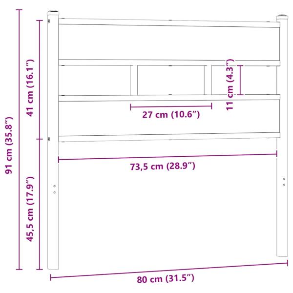 Ersatz-Kopfteil Braun Eichen-Optik 75 cm Stahl und Holzwerkstoff