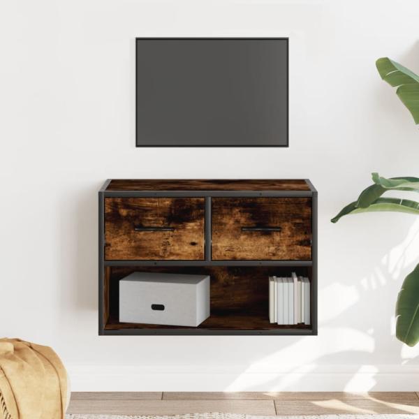 ARDEBO.de - TV-Schrank Räuchereiche 60x31x39,5 cm Holzwerkstoff und Metall